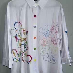 Colorful Mickey Mouse Button-Up Shirt
